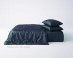 Close-up of Lunaya bamboo fabric showing smooth texture and natural sheen, storm blue Bamboo Bedding Bundle, Lunaya, silky smooth texture, cooling, cozy, comfort, perfect for uae weather